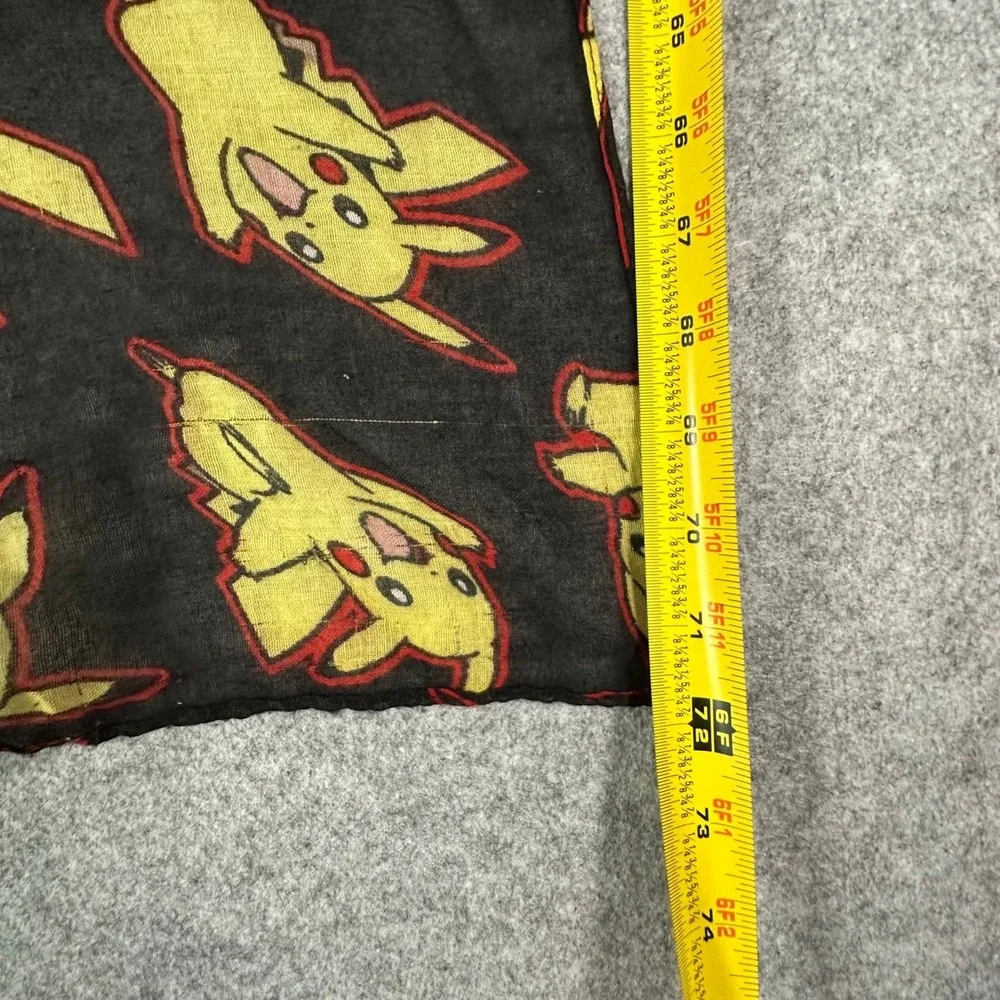 Pokemon Pikachu Scarf One Size Black Unisex Polyester Gauze Wrap 72x42